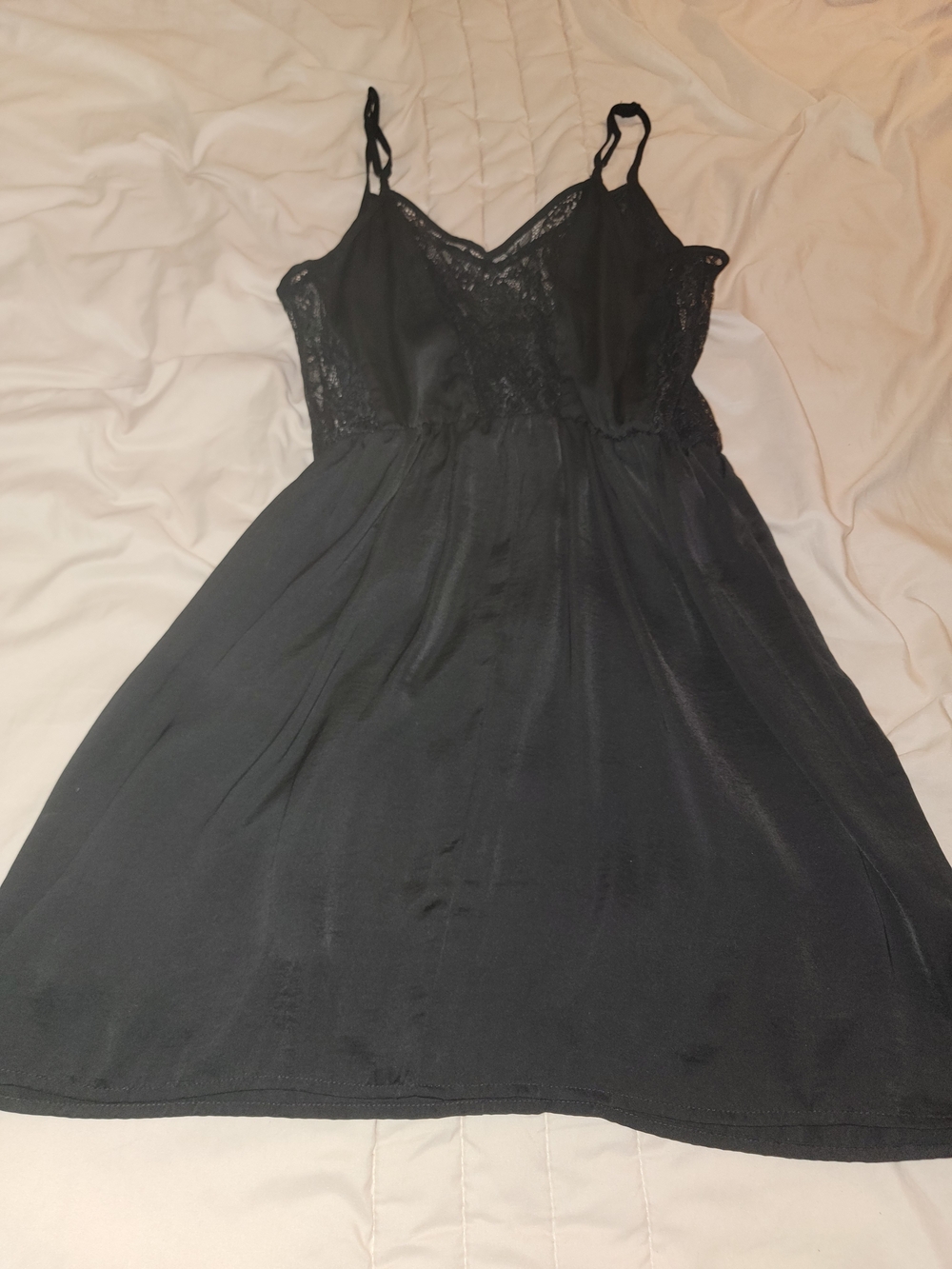 Forever 21 Black Lace-Trim Slip Dress